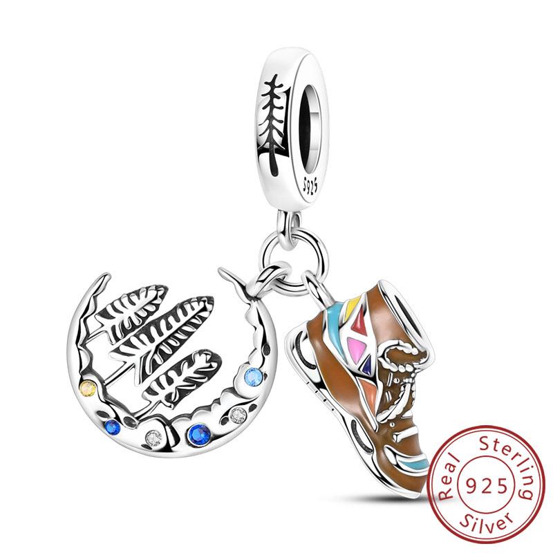 New Original Copper Charms Bead Luminous Rose Cat Planet Star Moon Pendant Fit Women Bracelet Necklace Jewelry Gift