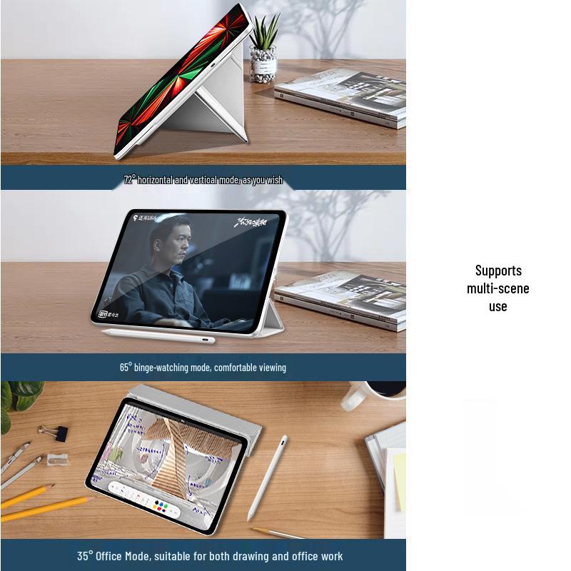 Магнитный защитный чехол для iPad 2024 Pro 11 дюймов Air 4/5 с вертикальной/горизонтальной подставкой и регулируемым слотом для стилуса