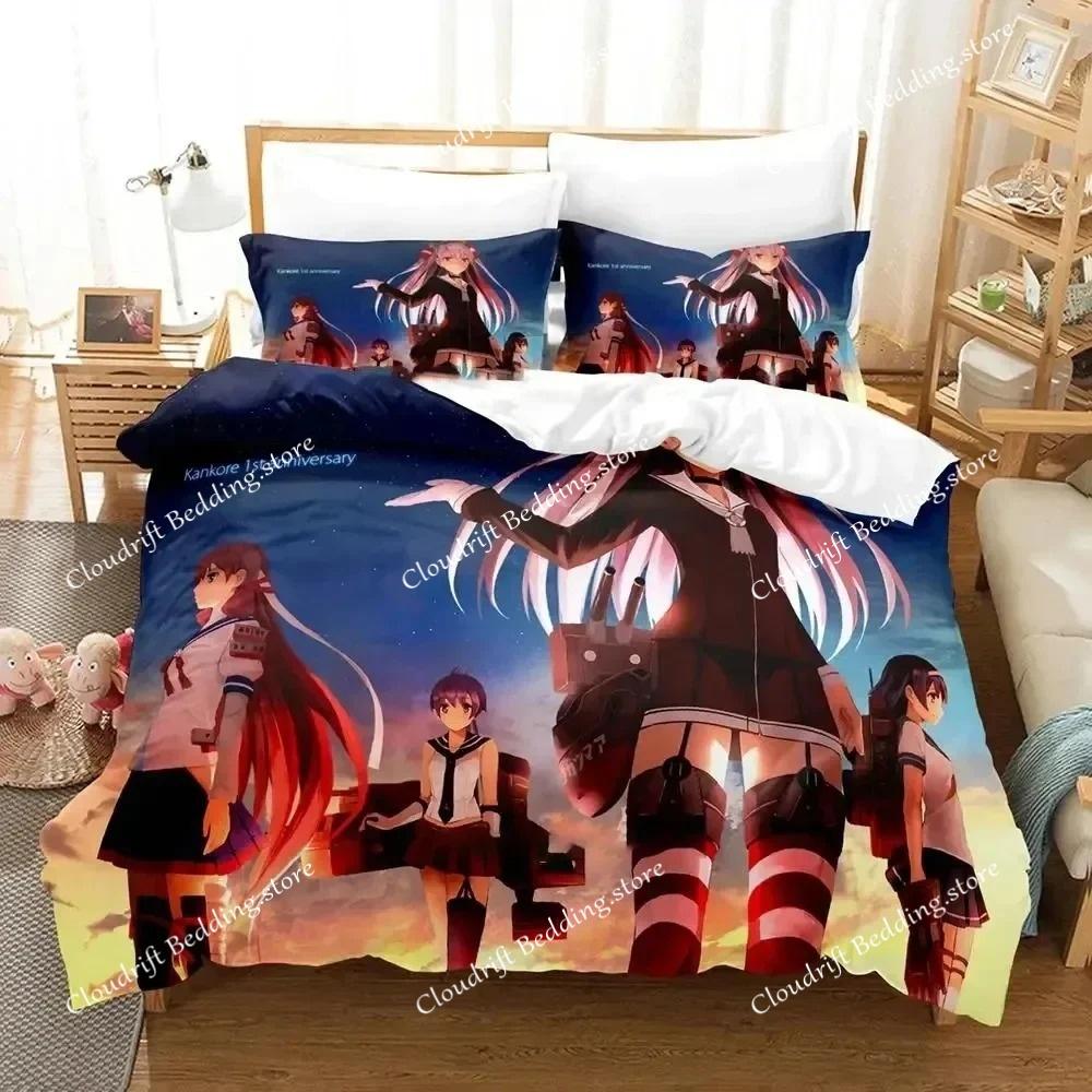 Комплект постельного белья Anime Kantai Collection, пододеяльник, стеганое одеяло, наволочка, одеяло размера king-size, комплект постельного белья для мальчиков и взрослых