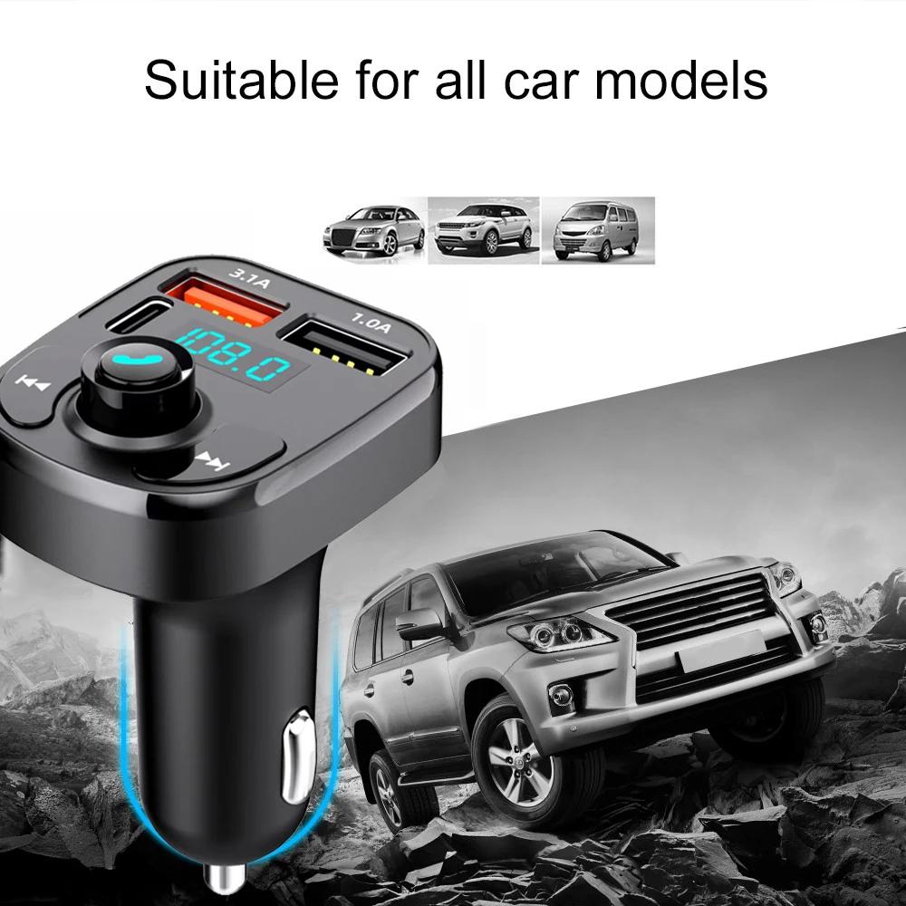 Автомобильное зарядное устройство Bluetooth 5.0 FM-передатчик Аудио Двойной USB Автомобильный MP3-плеер Автомагнитола Зарядное устройство Handsfree Быстрая зарядка Автоаксессуары