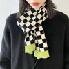 New Korean Style Checkerboard Scarf for Women Trendy Cotton Warm Thickened Scarf for Men Winter