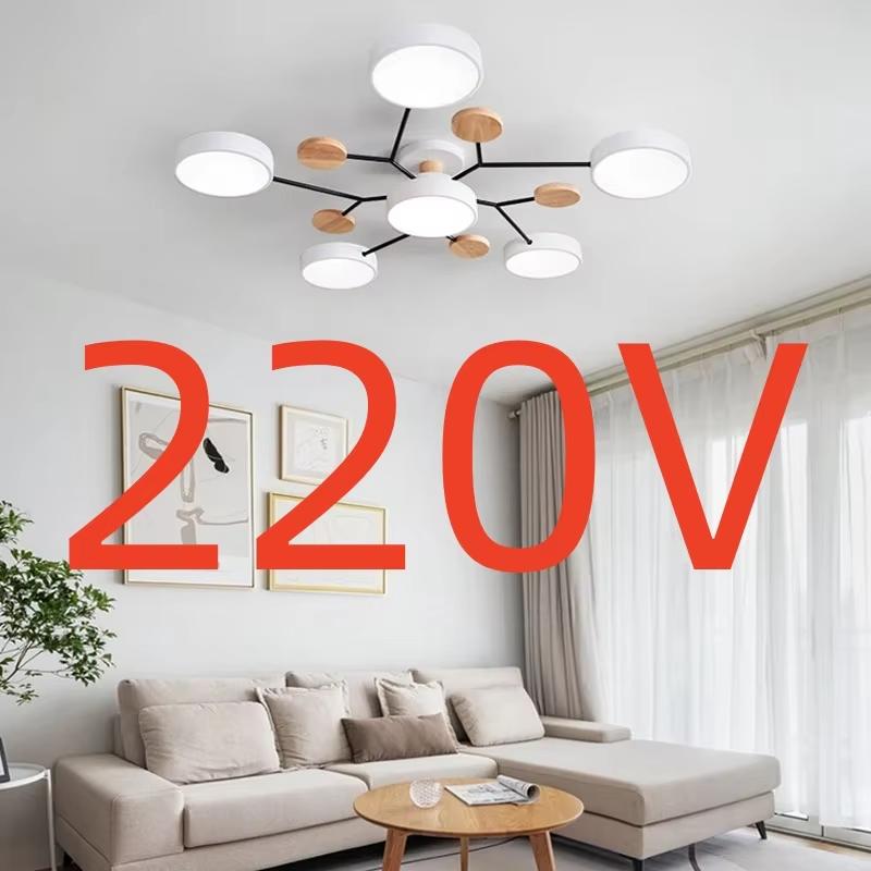 Nordic Living Room Ceiling Chandelier Bedroom Modern LED Ceiling Light Kitchen Wooden Chandelier Dining Room Lamp Aisle Lighting