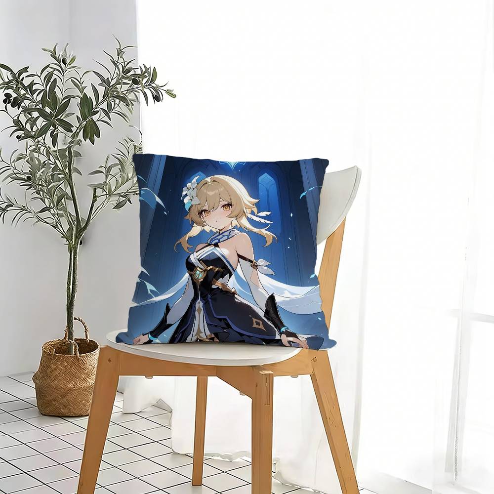G-Genshin Lumine Impact Pillow Case Cushion Cover Throw Pillow Case For Car Sofa