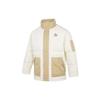 Spliced Design Logo Print Stand Collar Down Jacket Unisex Outerwear Beige 539837-97