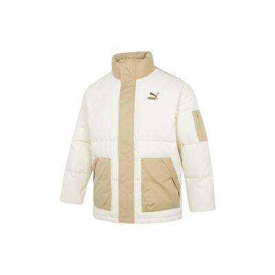 Puma Сращенный дизайн с логотипом и воротником-стойкой Пуховик унисекс Верхняя одежда Бежевый 539837-97