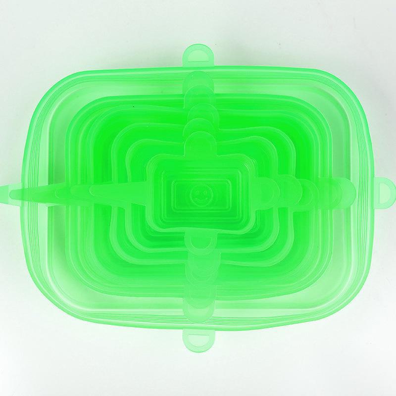 Набор из 6 универсальных крышек для мисок из пищевого силикона для сохранения свежести