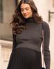 Seraphine MARIE Knit Top Pleated Maternity Midi Dress Gray X Black <Nursing Compatible> -