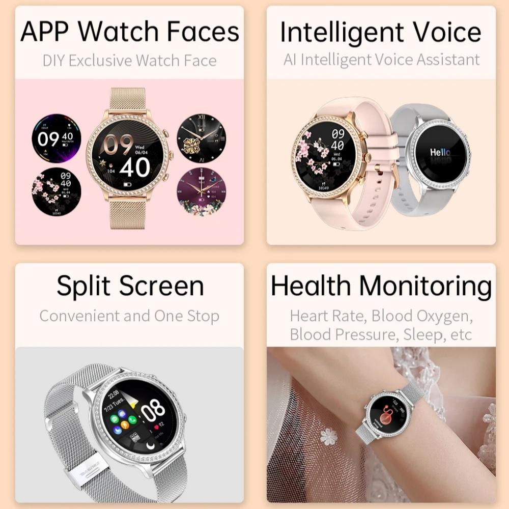 Smart Watch Women Bluetooth Call Blood Pressure DIY Custom Sport Fitness Waterproof Watches