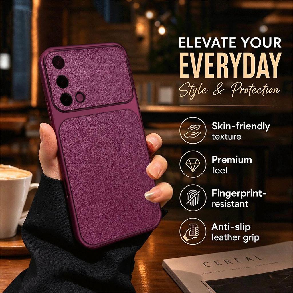 Electroplated Bumper Leather Case for OPPO A95 4G A74 5G A54 Full Big Window Camera Protector Cover