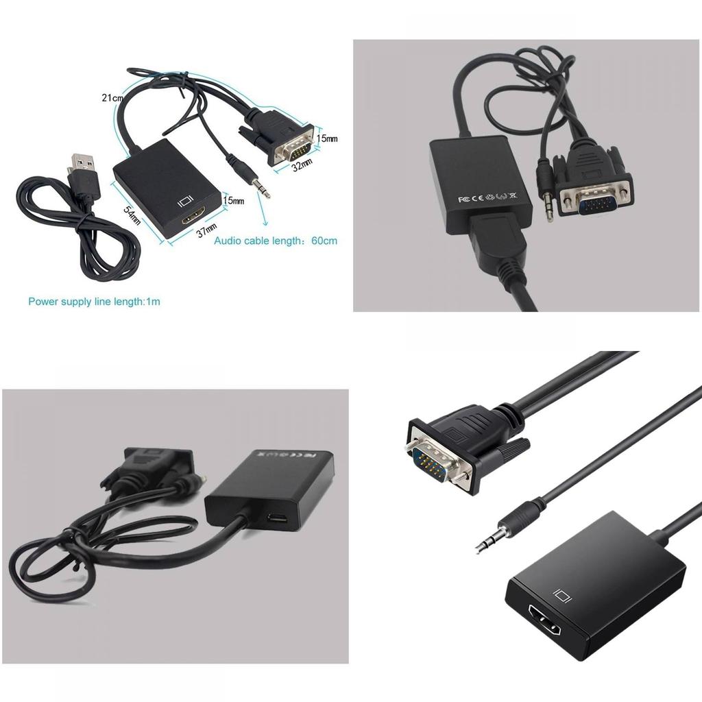 Кабель-конвертер VGA в HDMI с медным сердечником для HDTV-монитора, ПК-гейминга, установки домашнего кинотеатра