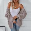 Autumn Winter Vintage Loose V Neck Cardigan Long Sleeve Solid Color Sweater Top Knitwear