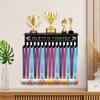 Wall Mounted Medal Display Rack Metal Trophy Shelf Medal Hanger Display With 15 Hooks Medal Holder Sturdy Honor Ribbon Organizer