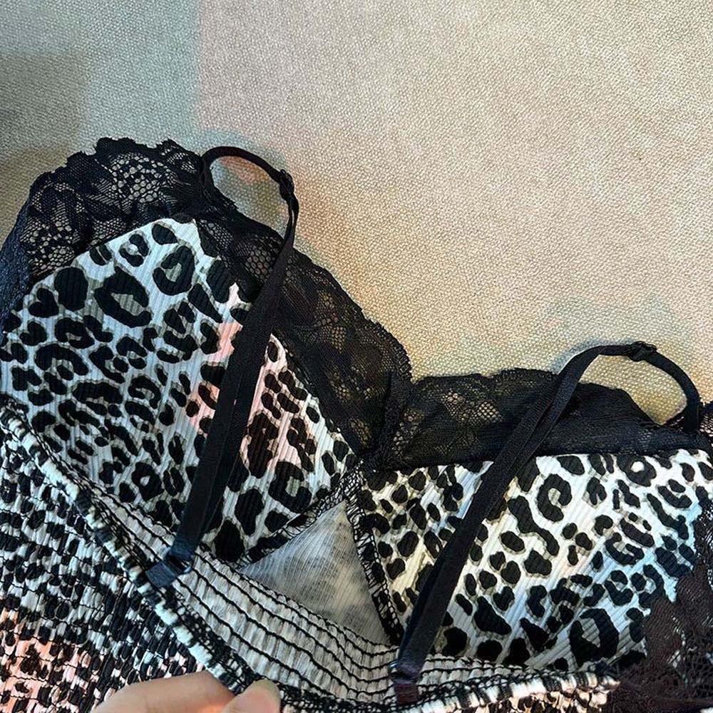 Lace Leopard Leopard Print Corset with Breast Pads Suspender Vest Spring Summer