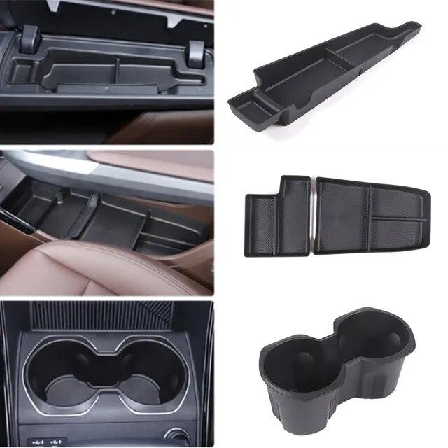 For BMW X1 U11 2023-2024 TPE Black Car Center Console Water Cup Holder Storage Box Car Interior Accessories