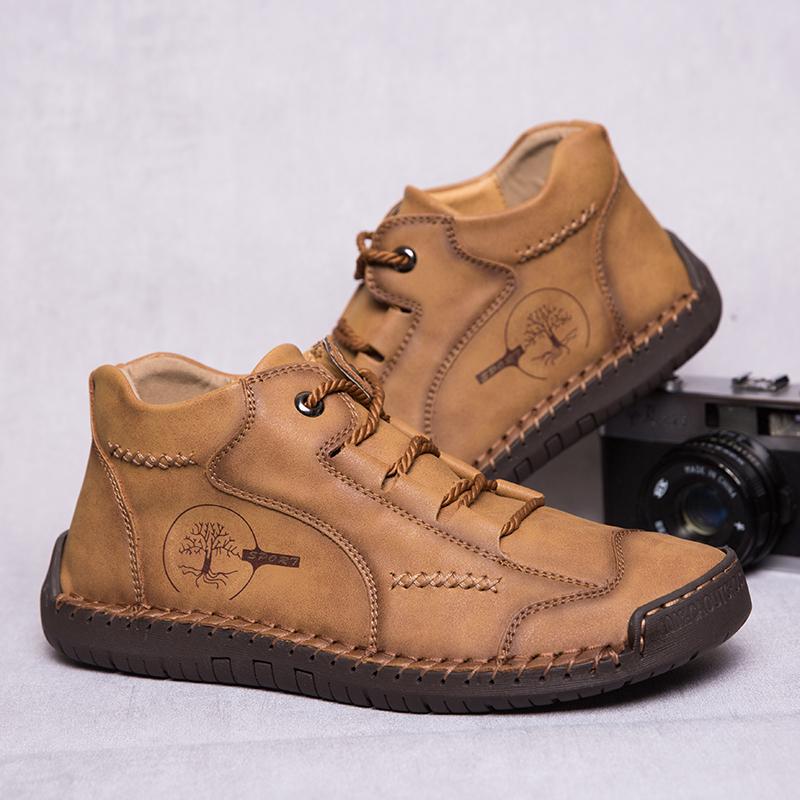 Winter Men Ankle Boots Classic Man Leather Casual Shoes Outdoor Lightweight Handmade Walking Sneakers Comfortable Work Boots