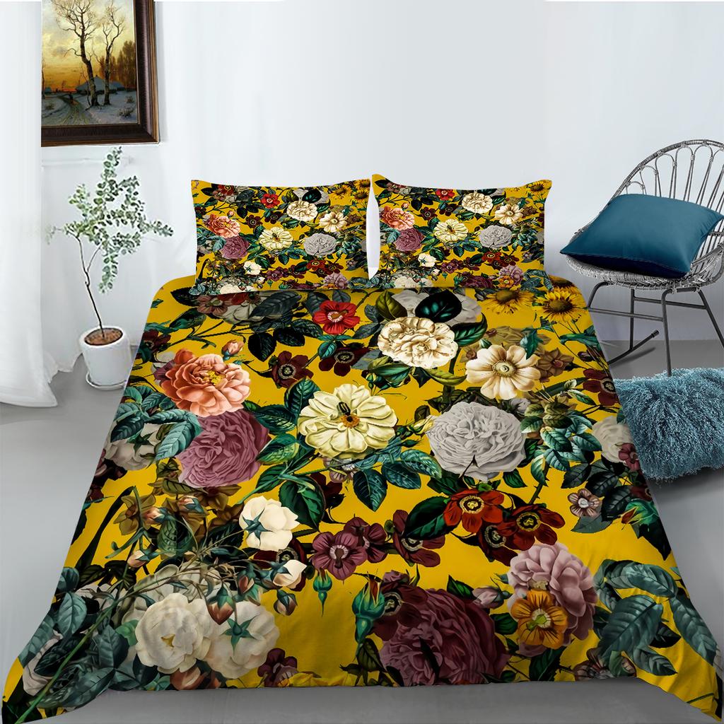3D Flower Series Bedding Set Flower Pattern Quilt Cover Pillow Case 2 or 3 Pieces Microfiber Fabric Soft and Comfortable Home Decoration