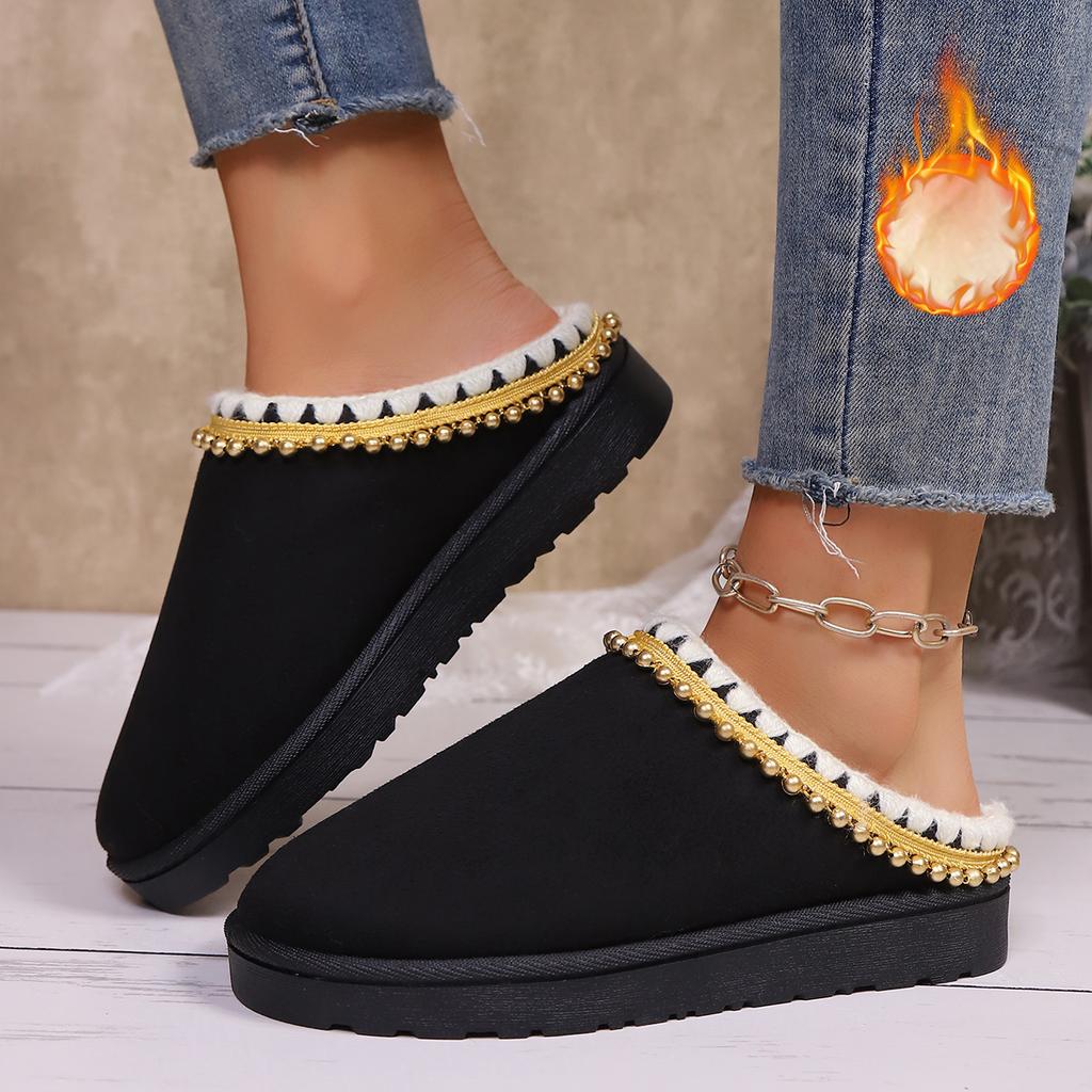 Fashion Platform Fluffy Slippers Women House Flats Fashion Plush Women Shoes Winter Designer Shoes Ladies Large Size Home Slides Women