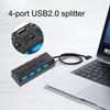USB2.0 4-портовый USB-разветвитель Стандартный полосовой переключатель Металлический Plug Play Проводной концентратор для компьютера