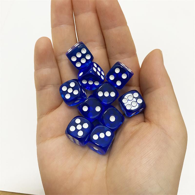 10Pieces/Lot 12mm Clear Acrylic 6 Sided D6 Point Dice With Round angle Dice For Club/Party/Family Board Games