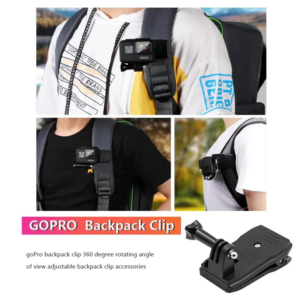 Cam Backpack Strap Clip Mount 360 Degree Swivel Backpack Strap For Gopro 13 DJI Action 4 Insta360 Go3 Camera Clip-on Clamp Mount