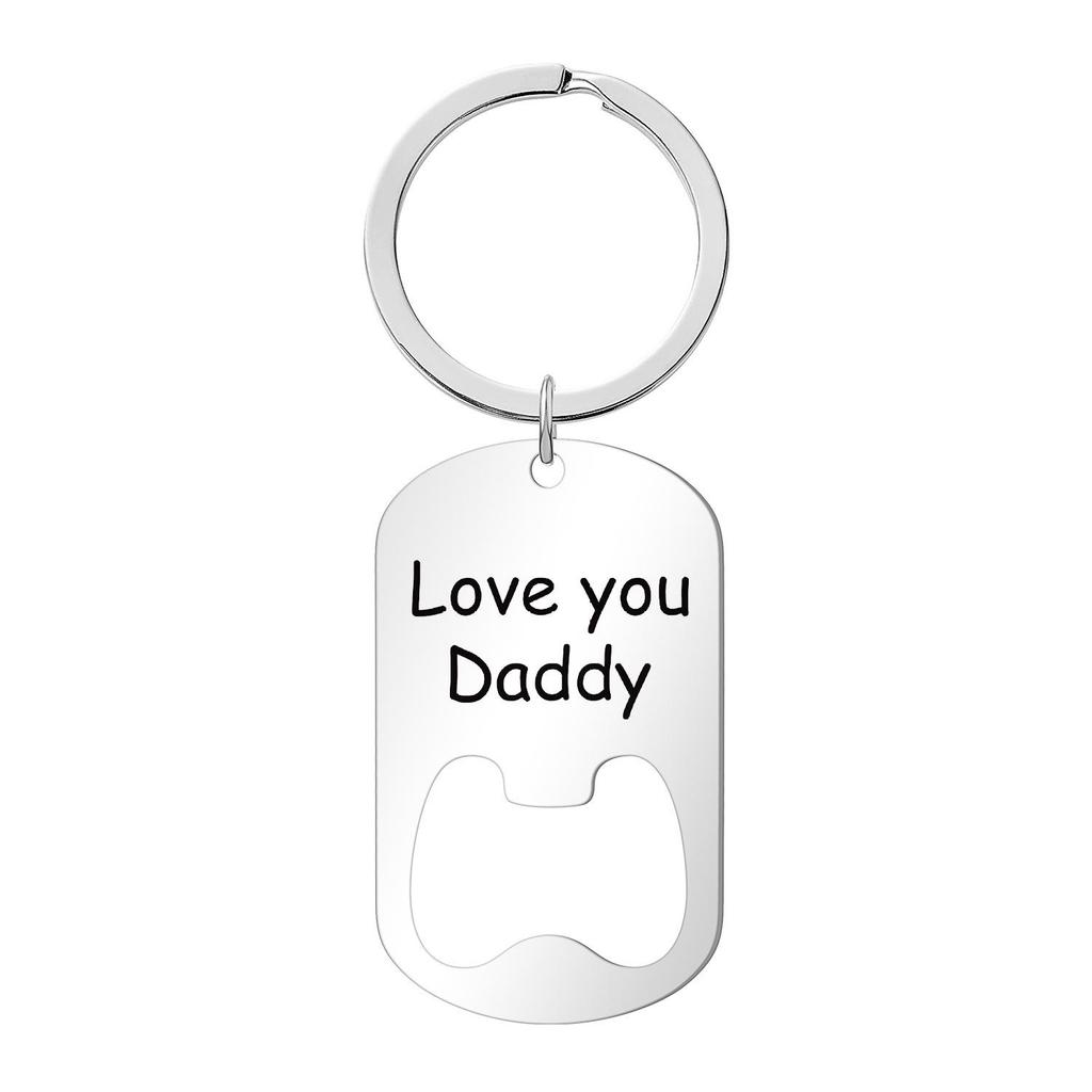 Engraved Metal Keychain Bottle Opener - Family Gift for Birthdays & Father's Day
