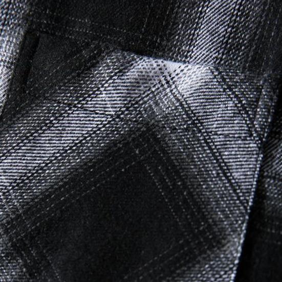 Мужская весенняя рубашка с клетчатым принтом и длинными рукавами контрастных цветов, отложной воротник с лацканами, теплое однобортное осеннее пальто на пуговицах подходящего цвета