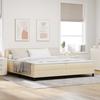 Box Spring Bed with Headboard Cream 200 x 200 cm Fabric