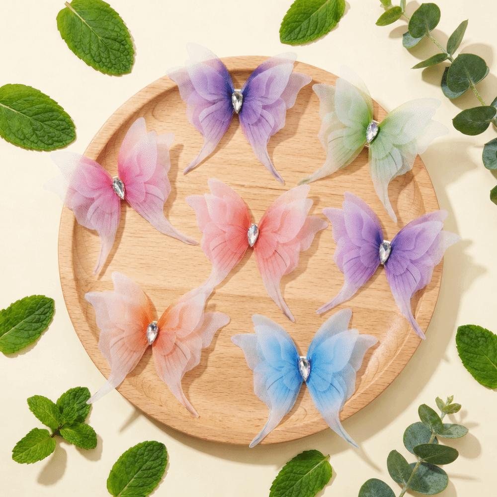 Gradient Color Organza Fabric Butterfly Four-Layer 3D Butterfly Decorations Butterfly Appliques