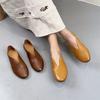Genuine Leather Slip-on Women's Shoes Handmade Loafers Retro Round Toe Shallow Soft Sole Flats