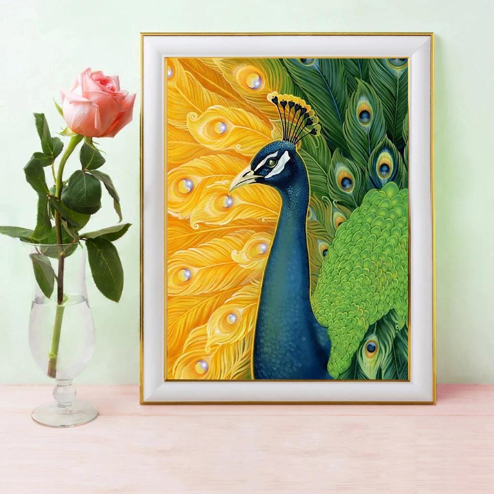 5D DIY Алмазная вышивка Павлин полная дрель рукоделие алмазная живопись животное Алмазная мозаика вышивка крестиком домашний декор