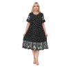 Women's Plus Size White Butterfly Polka Dot Pocket Dress With Ruffle Skirt