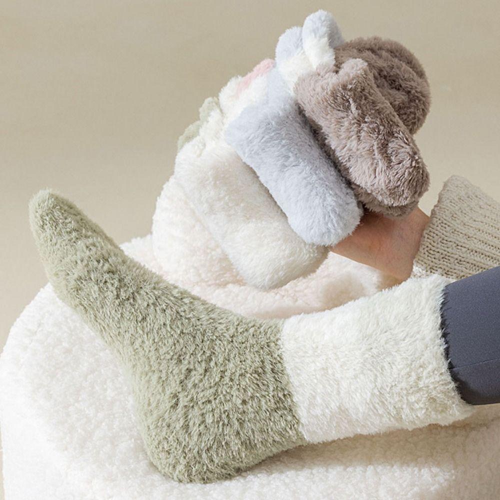 Winter Coral Fleece Socks Sleeping Mid Tube Socks Women Floor Plush Socks For Female Men