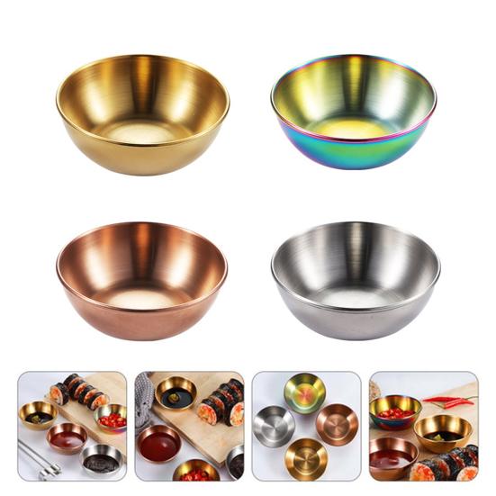 Seasoning Dish Round Rust-proof Stainless Steel Household Small Metal Sauce Plate Home