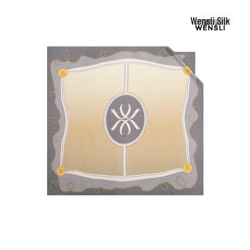 WENSLI Double-Sided Printed Silk-Wool Scarf Shawl