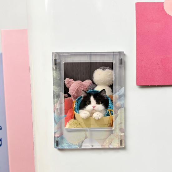 DIY Photo Frame Refrigerator Magnet 3-Inch Picture Holder Decorative Fridge Magnet Home Kitchen Office Whiteboard