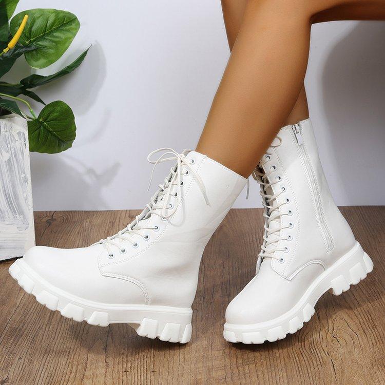 Large Size New Korean Version Of Martens Boots Women Round Platform Fashion Boots Motorcycle Boots Women