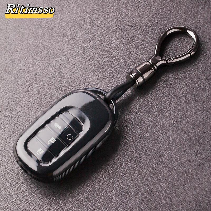 Soft TPU Car Key Case Cover For Honda Civic Accord HR-V CR-V CRV 2022 2023 4 5 Buttons Auto Shell Fob Holder Car Accessories