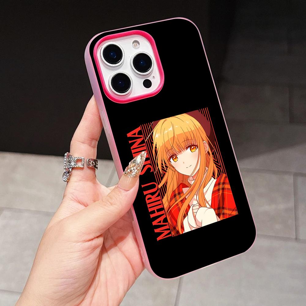Чехол для телефона Angel Mahiru Shina для iPhone 17 16 15 14 13 12 11 Air Pro Max Plus Желейный Двухслойный Розово-Красный Чехол