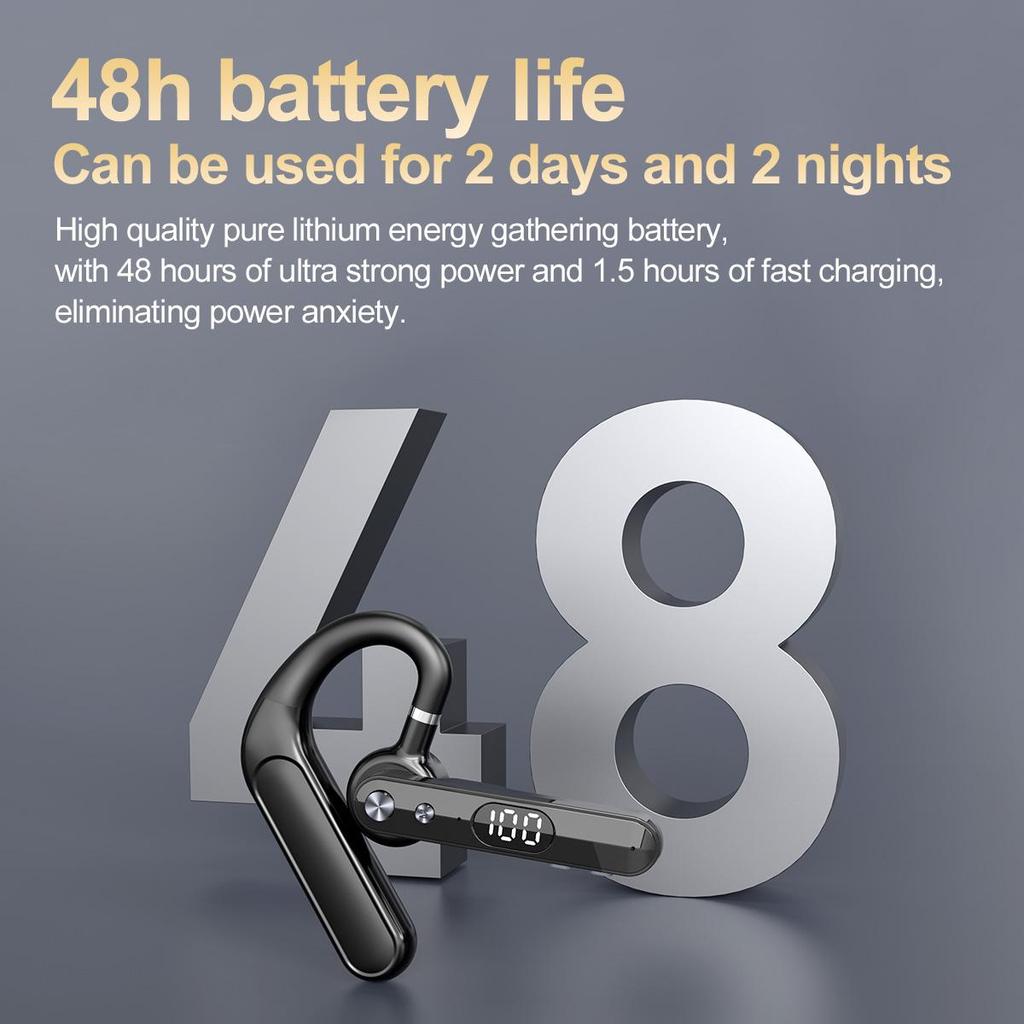 Business Bluetooth Headset ENC Noise Cancel Microphone 16.2MM Speaker Earphones Digital Display 40 Hours Call  Time Low Latency Headphone