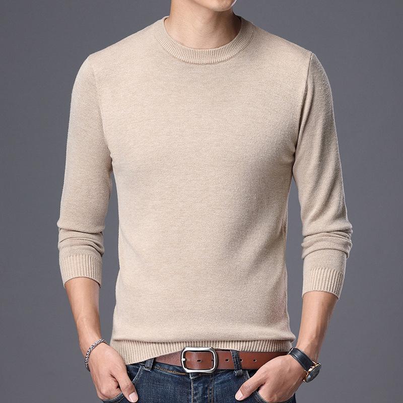 Winter Men's Wool Sweater, Middle-aged Men's Business Versatile Classic Pullover Round Neck Bottoming Shirt