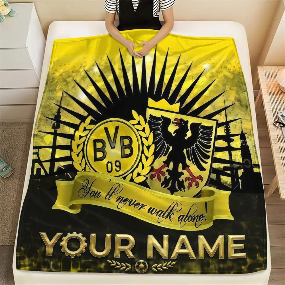 1PC Custom Name BVB Patterned Flannel Blanket Suitable For All Seasons for Home Decor Warmth and Comfort Gifts Holiday Present -HE46