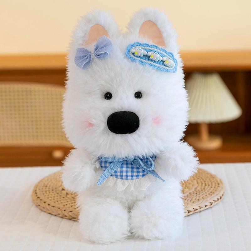 30см Супер Милый Кружевной Вест Хайленд Терьер Плюшевые Игрушки Мягкий Пушистый Мультяшный Щенок В Слюнявчике Бант Симпатичный Декор Сладкий Подарок Девочке