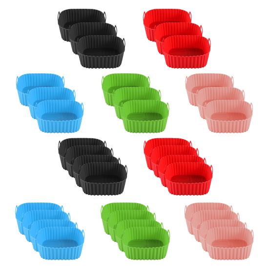 Силиконовая форма для выпечки для аэрофритюрницы с ручками, антипригарная корзина для аэрофритюрницы, можно мыть в посудомоечной машине, не содержит БФА, форма для аэрофритюрницы для равномерного приготовления и легкой очистки