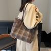 Woolen Plaid Large-capacity Bag Women's New Autumn and Winter Versatile Casual Shoulder Bag Commuter Tote Bag