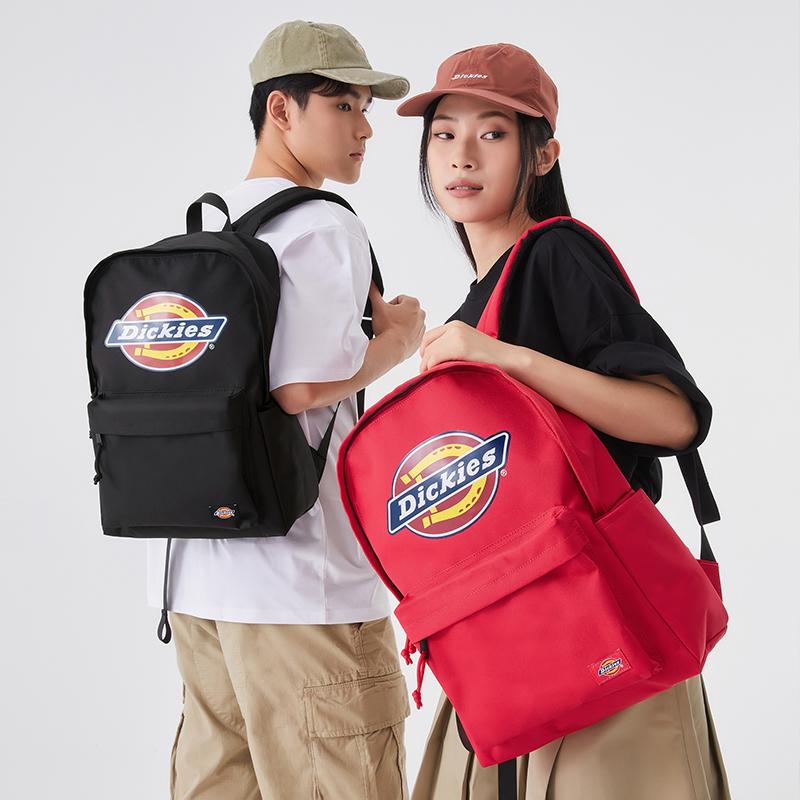 Dickies Large Logo Print Versatile Zipper Backpack Unisex Backpack Black 173U90LBB99BK01