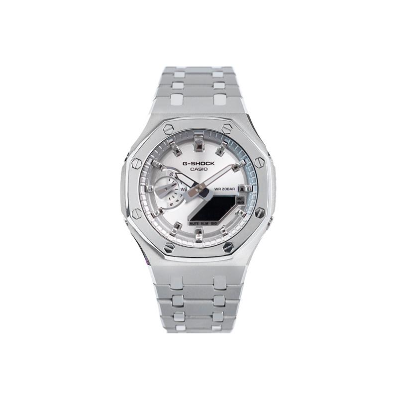 Casio Унисекс Часы с жидкокристаллическим и аналоговым двойным дисплеем Серия 48,5 мм Серебристые GA-2100FF-8A(Watch8--)