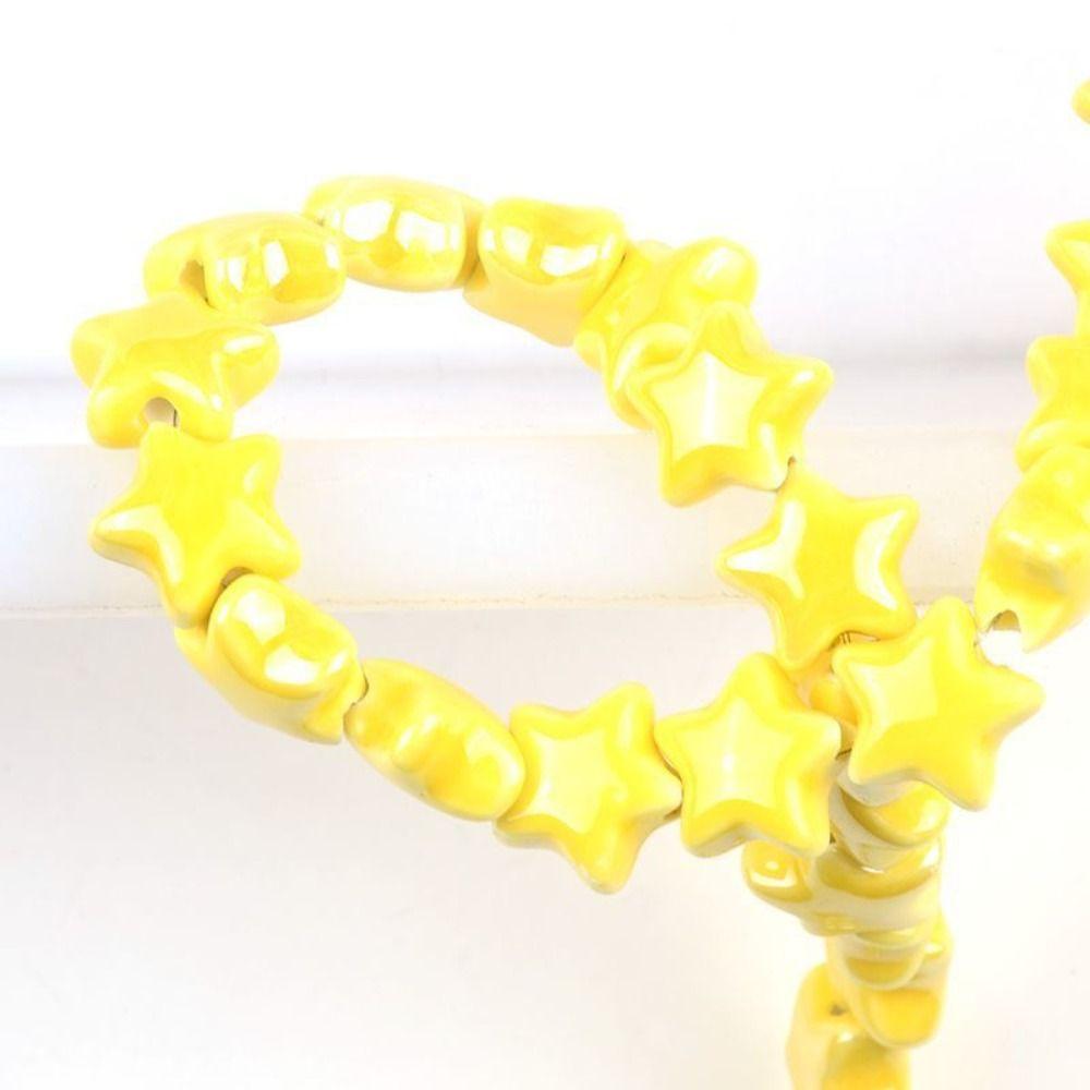 10pcs Ceramic Ceramic Spacer Loose Beads Cartoon Design Jewelry Making Material Star Beads Women