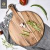 Acacia Wood Pizza Peel, 12-inch Cutting Board, Cheese Paddleboard with Handle for Bread and Cracker Serving and Small Food Prep - 16 x 12 x 0.5 Inches