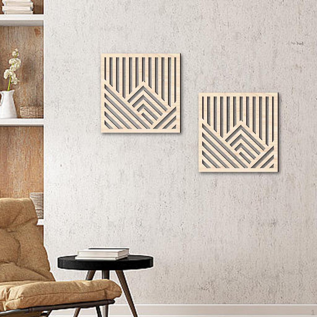 2 шт. Геометрические деревянные настенные художественные панели, минималистичные, 11,81''x11,81'' подвесные скульптуры для