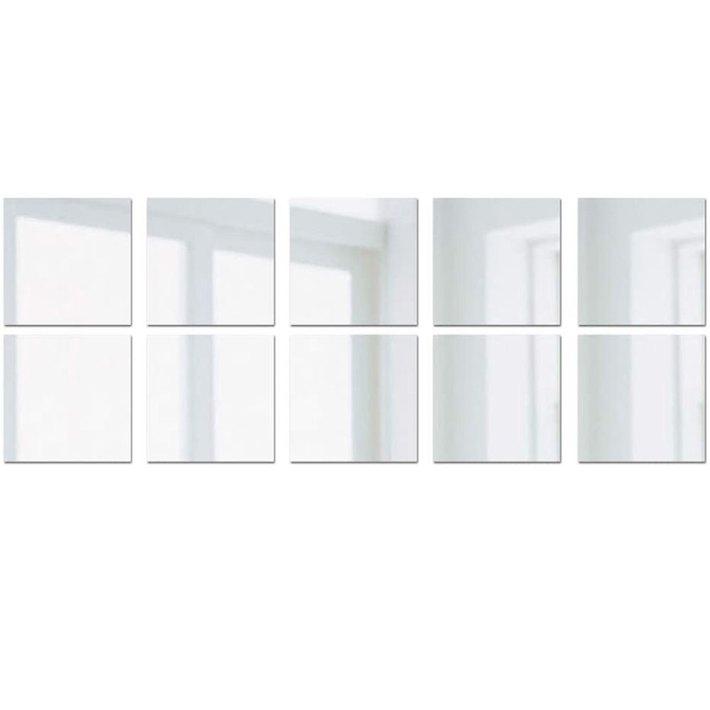 10pcs New Self-adhesive Bathroom Mirror Stickers Wall Tile Stickers DIY Decals Square
